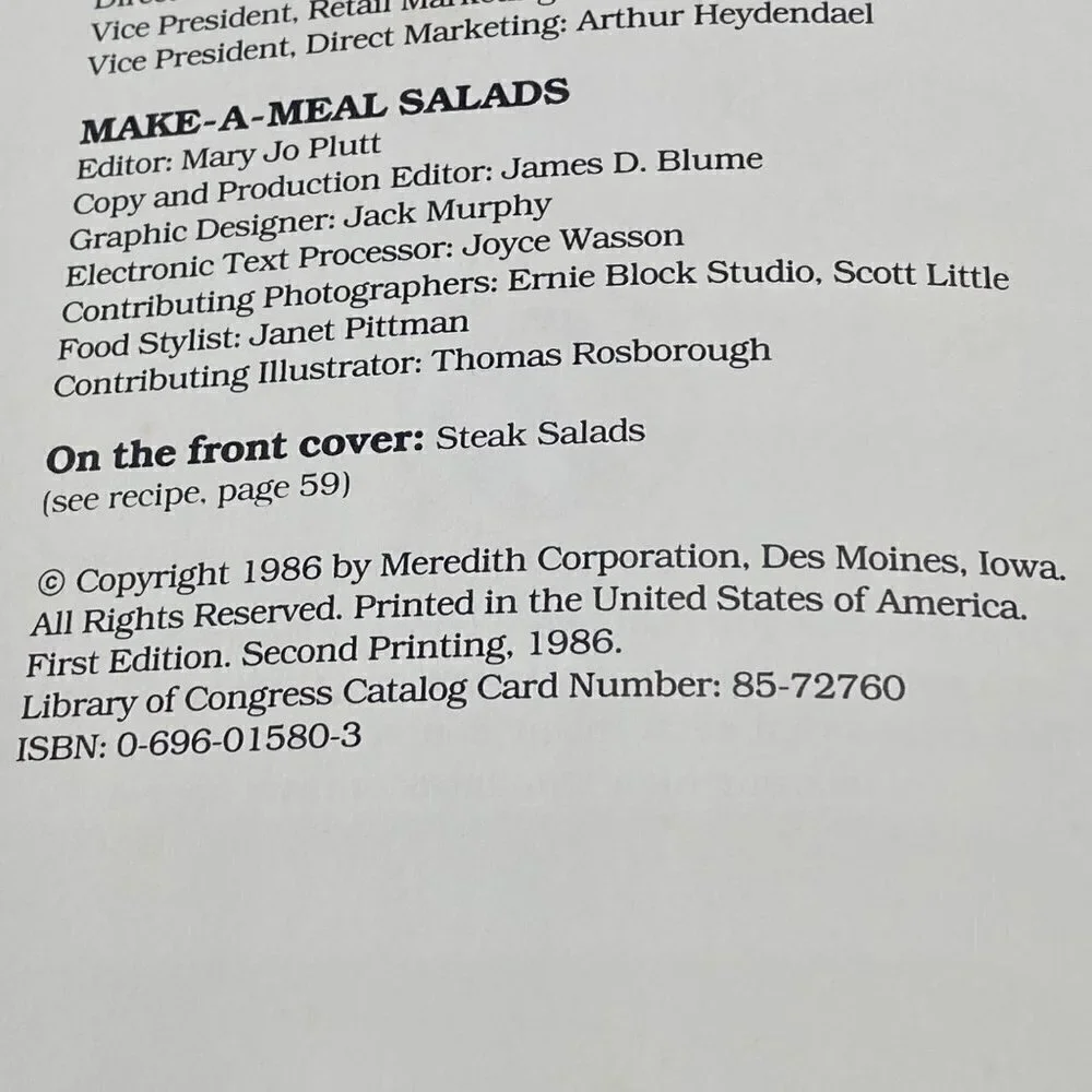 Vintage Better Homes & Gardens Make-A-Meal Salads Cookbook